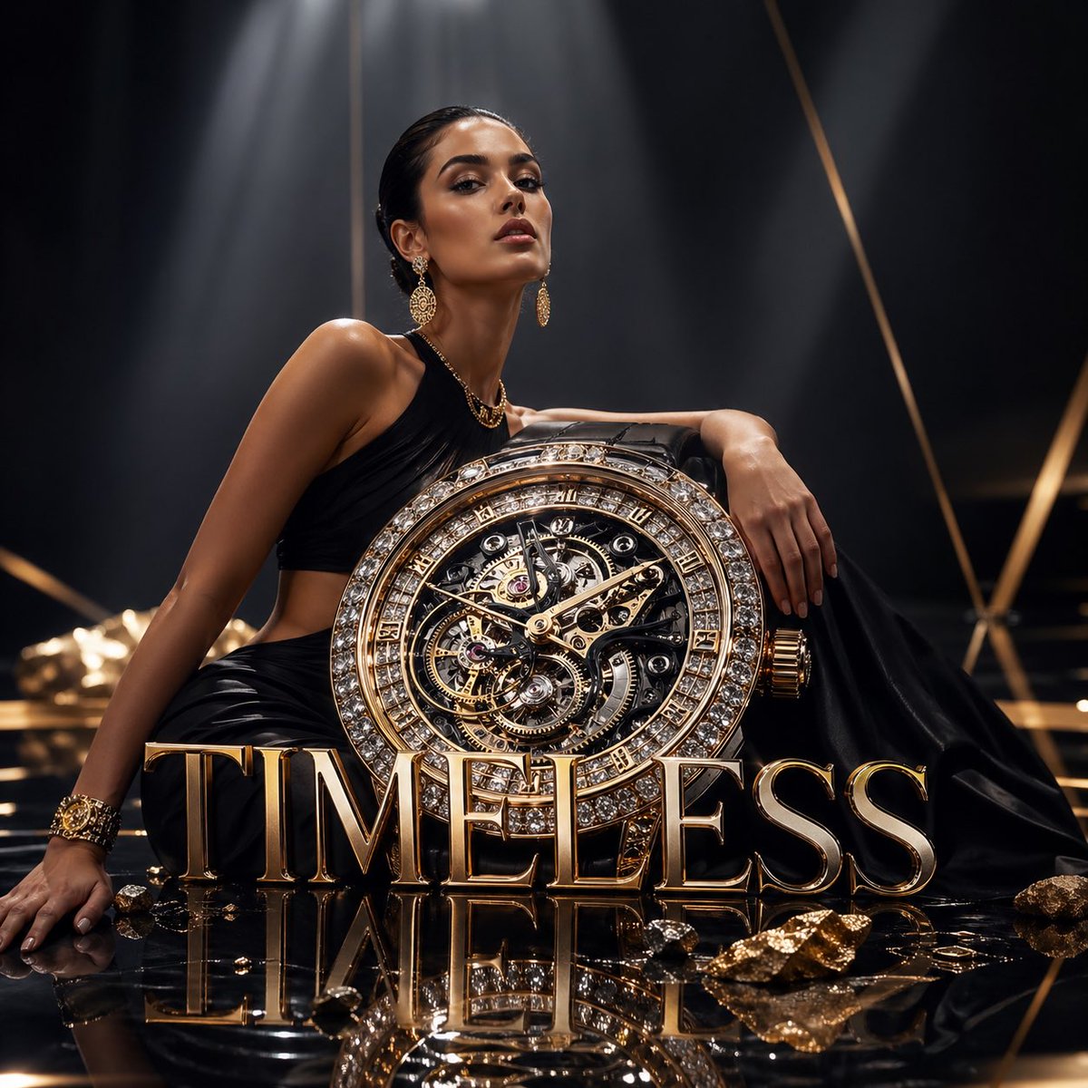 Luxury Watch Fashion Ad AI image template preview