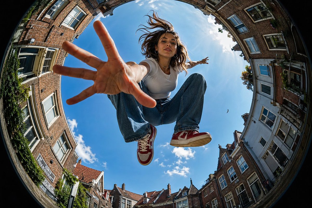 Urban Action Fisheye Perspective AI image template preview