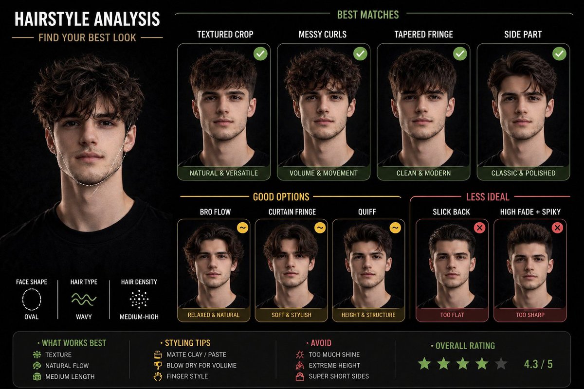 Hairstyle Suitability Analysis Chart AI image template preview
