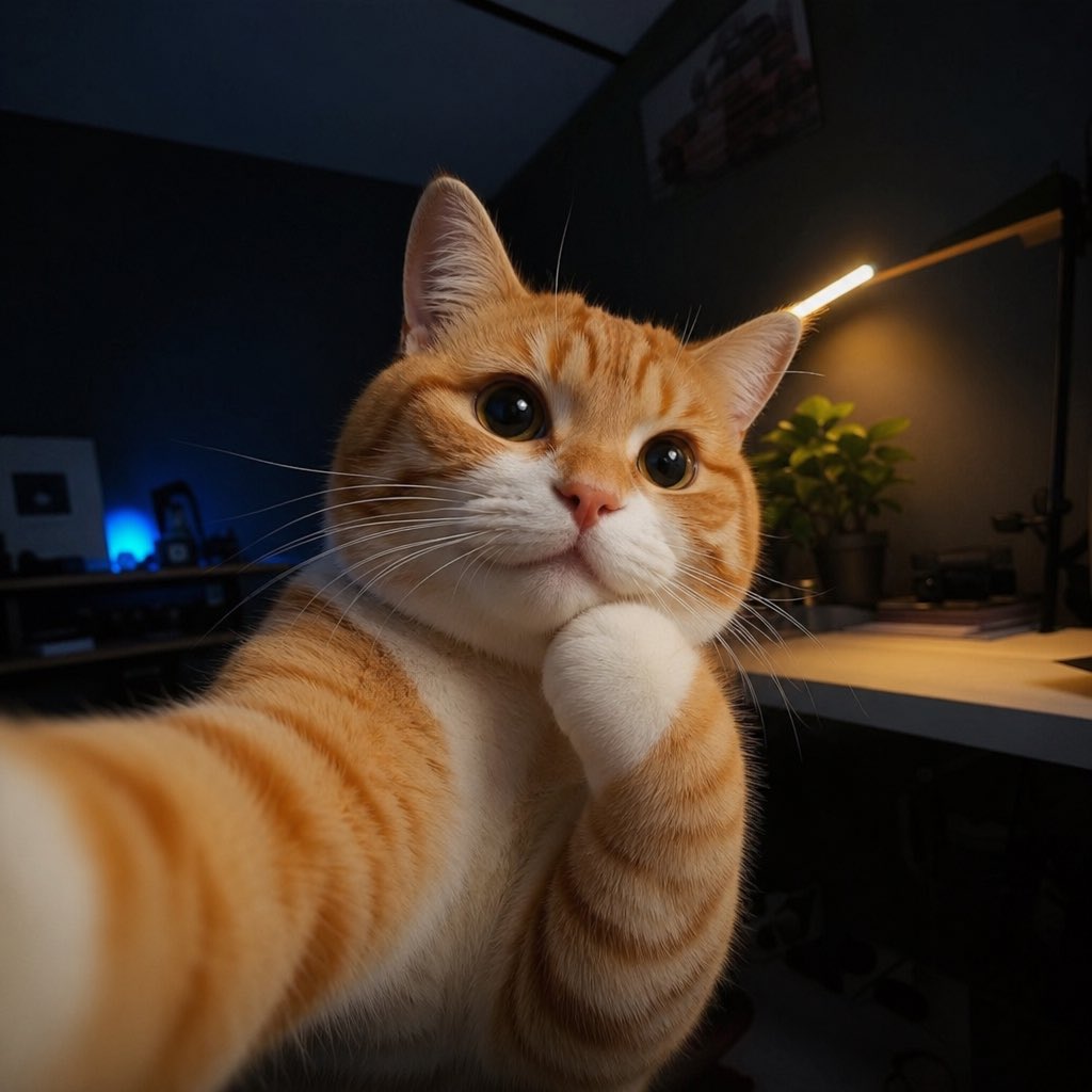 Cute Cat Selfie AI image template preview
