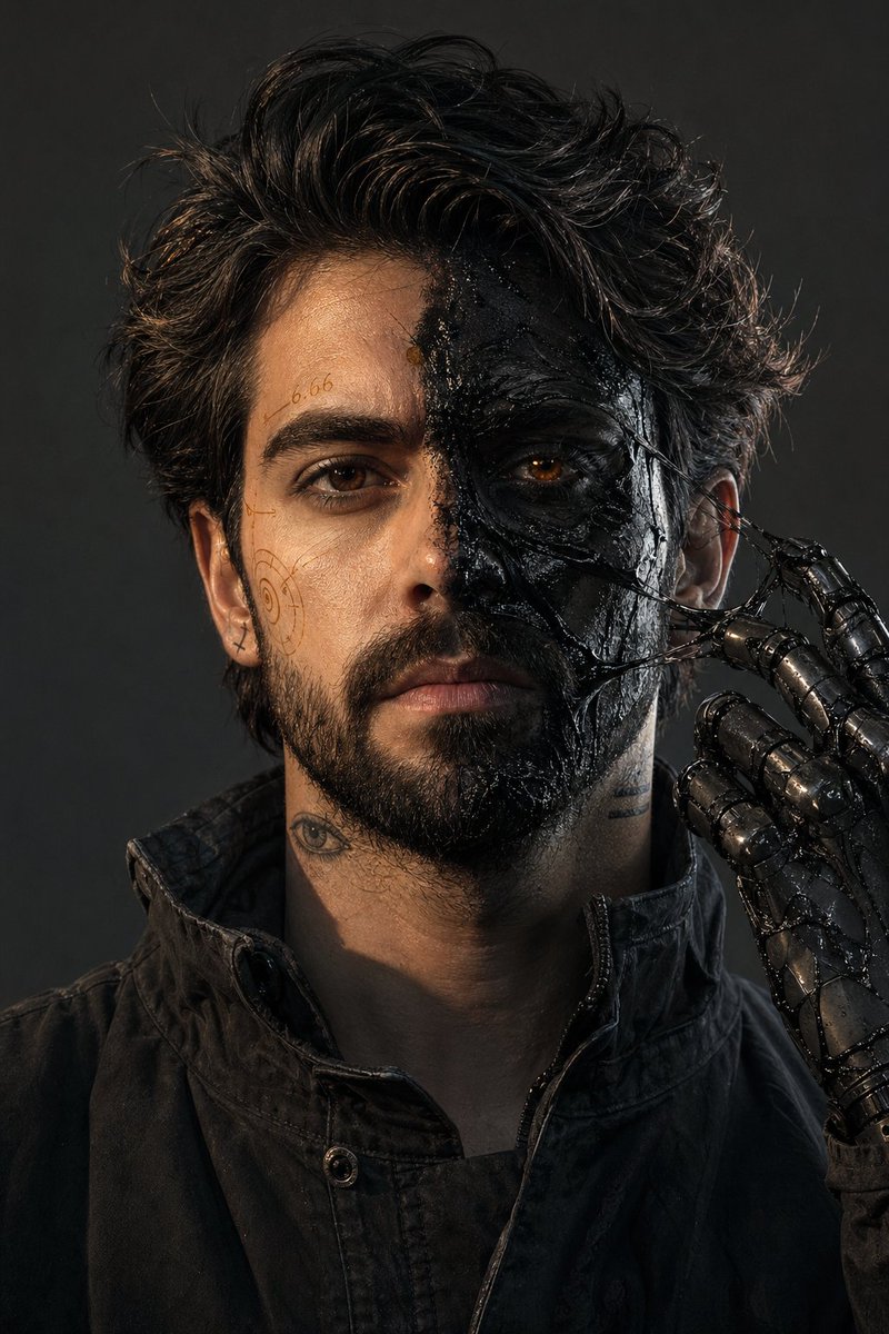 Surreal Resin-Split Portrait AI image template preview