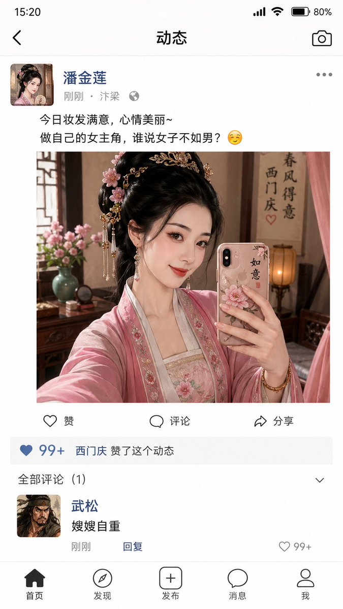 Modern Social Media Scene for Literary Characters AI image template preview