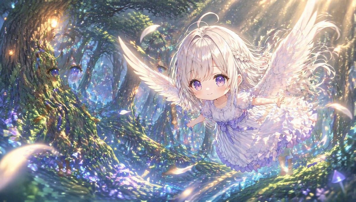 Chibi Angel in Fantasy Forest AI image template preview