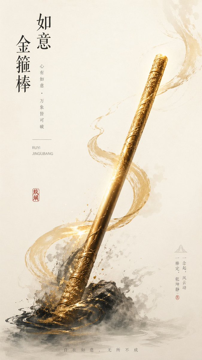 New Chinese Golden Staff Poster AI image template preview