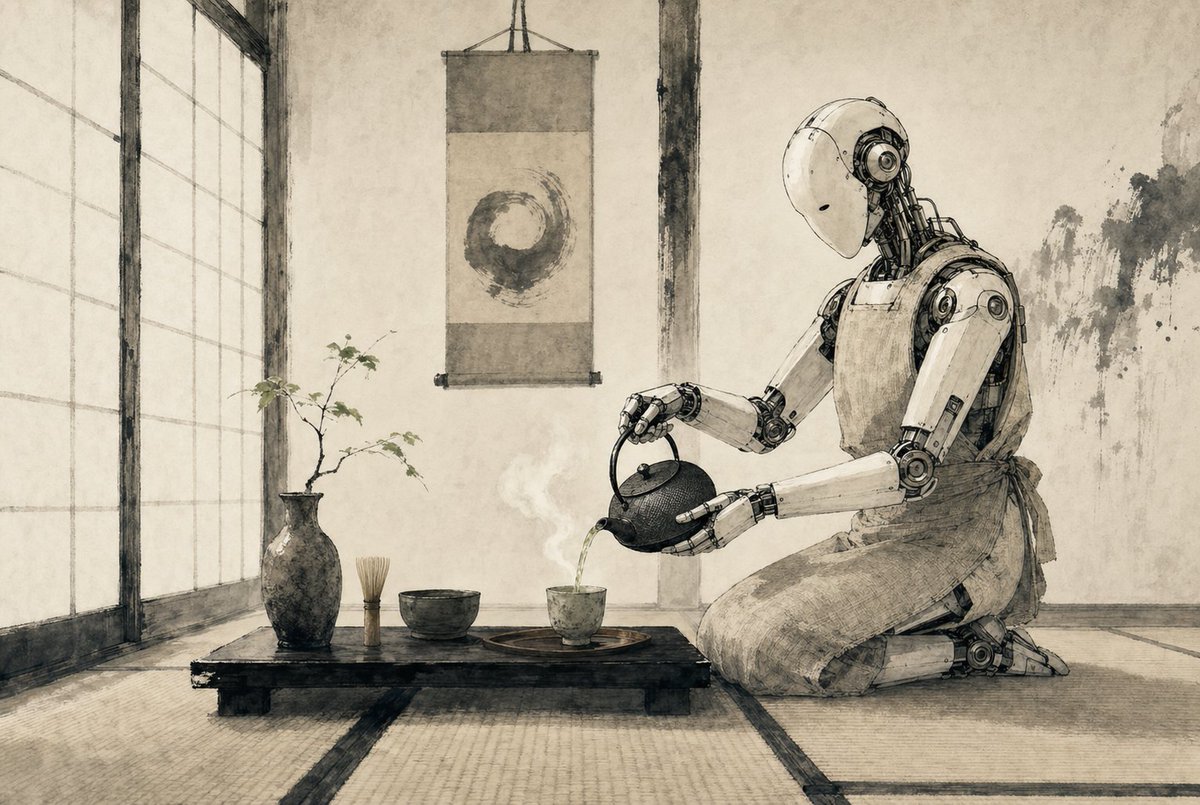 Zen Tea Ceremony Robot AI image template preview