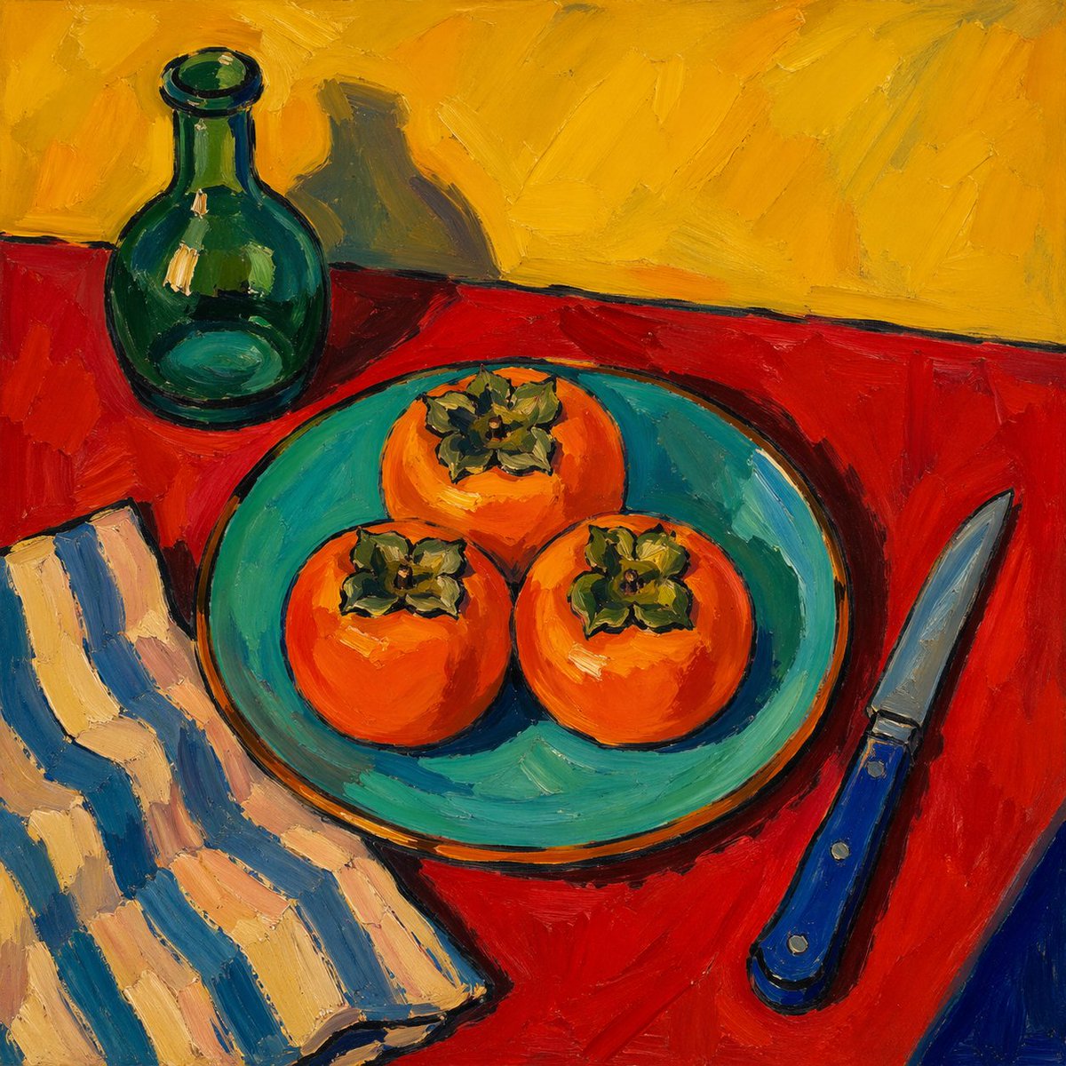 Fauvist Persimmon Still Life AI image template preview