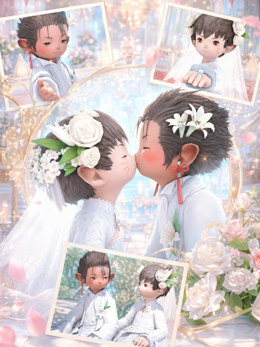 Fantasy Chibi Wedding Collage AI image template preview