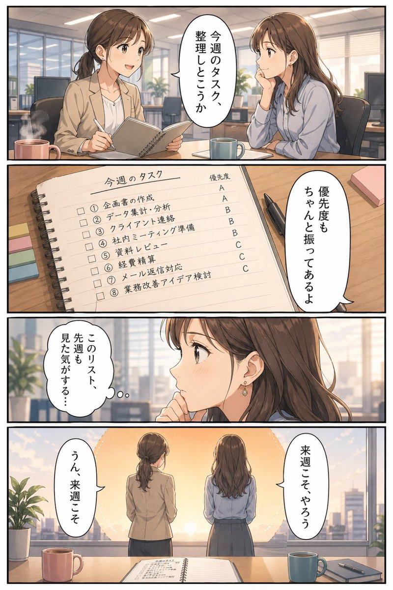 Business Office Manga Task Comic AI image template preview