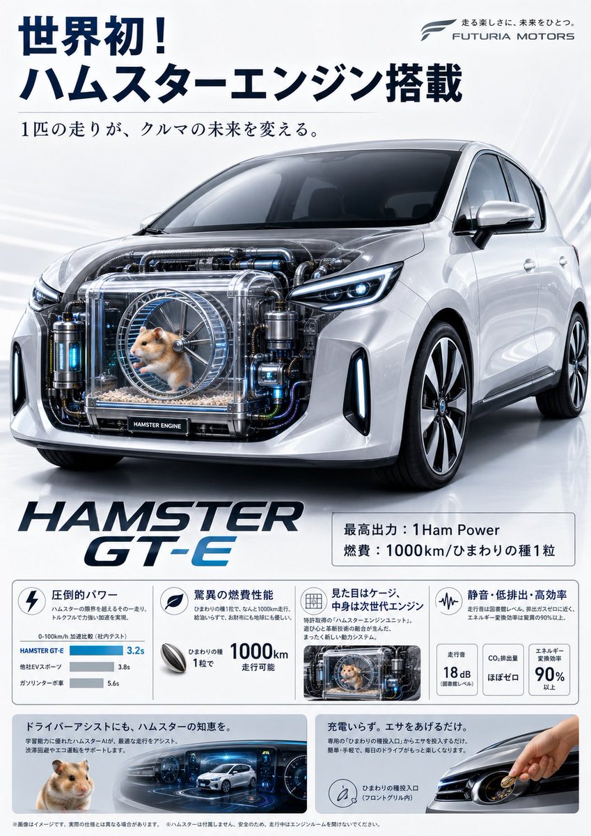 Fictional Hamster Engine Car Catalog AI image template preview