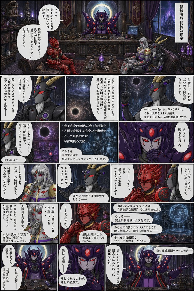 Gothic Sci-Fi Villain Meeting Manga Page AI image template preview