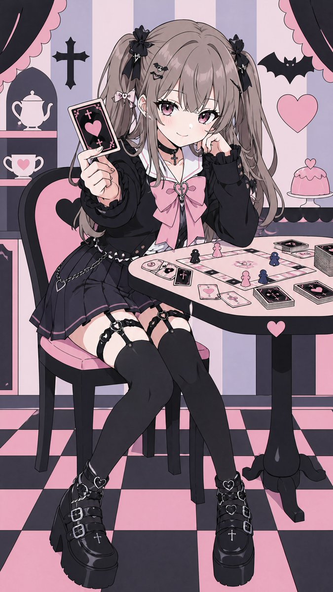 Pastel Goth Girl Playing Cards AI image template preview