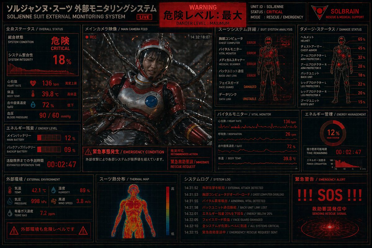 Critical Rescue Suit Monitoring HUD AI image template preview