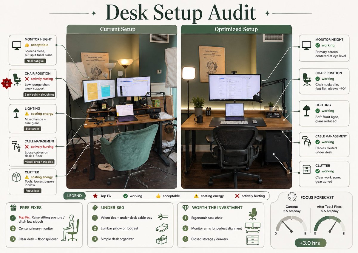 Desk Setup Audit Infographic AI image template preview