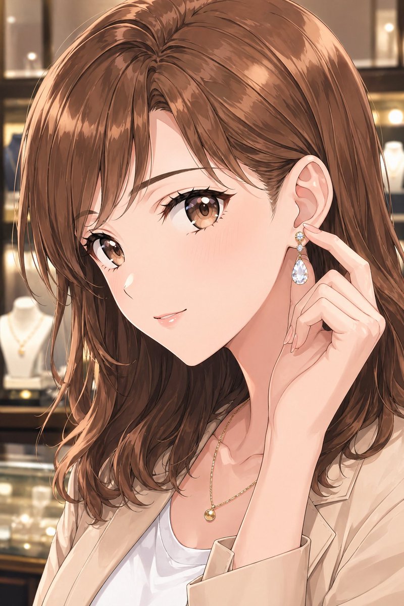 Elegant Office Lady in Jewelry Store AI image template preview