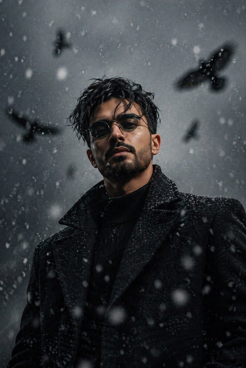 Cinematic Gothic Winter Portrait AI image template preview