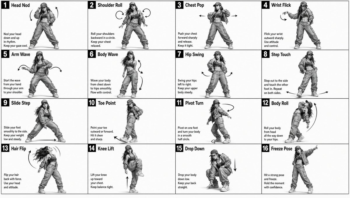 Dance Movement Reference Sheet AI image template preview