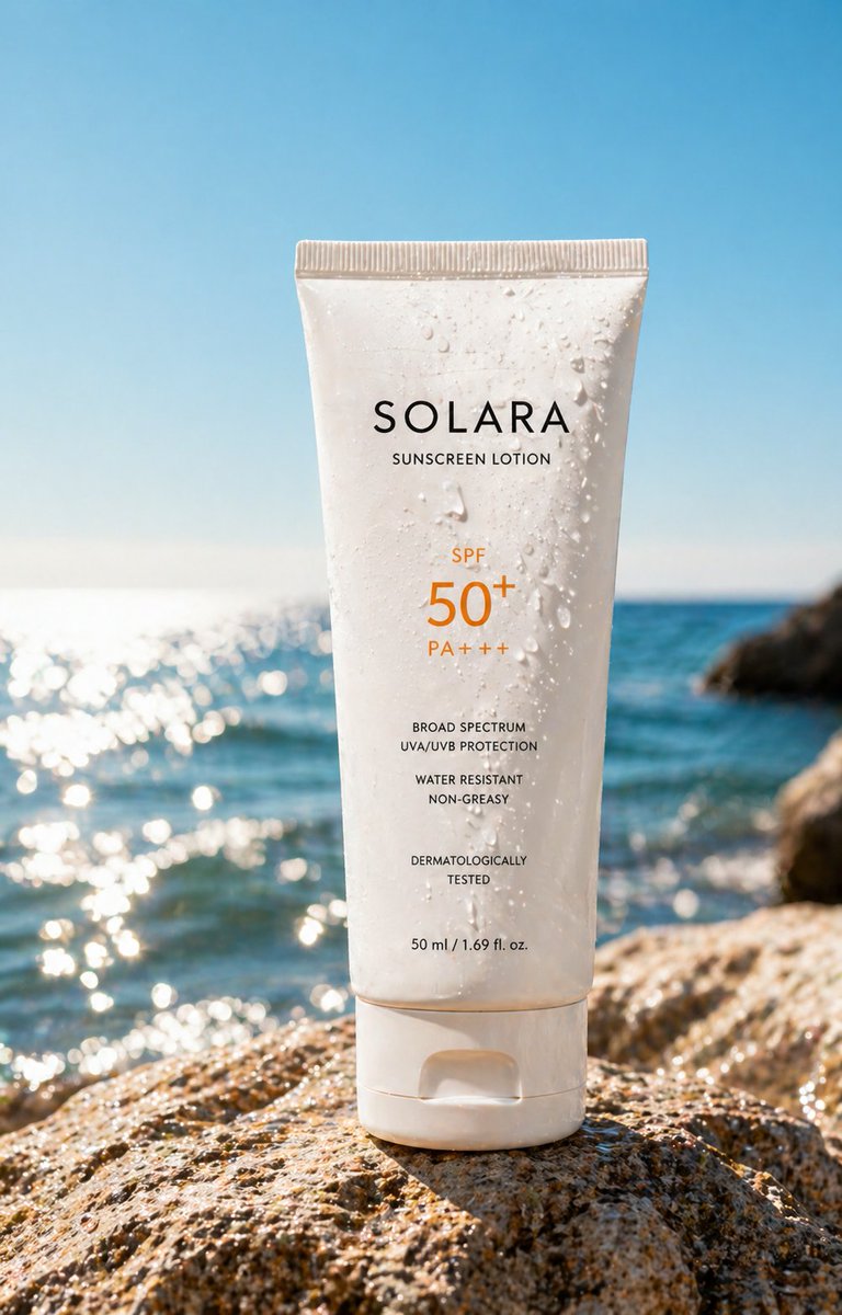 Luxury Sunscreen Product Shot AI image template preview