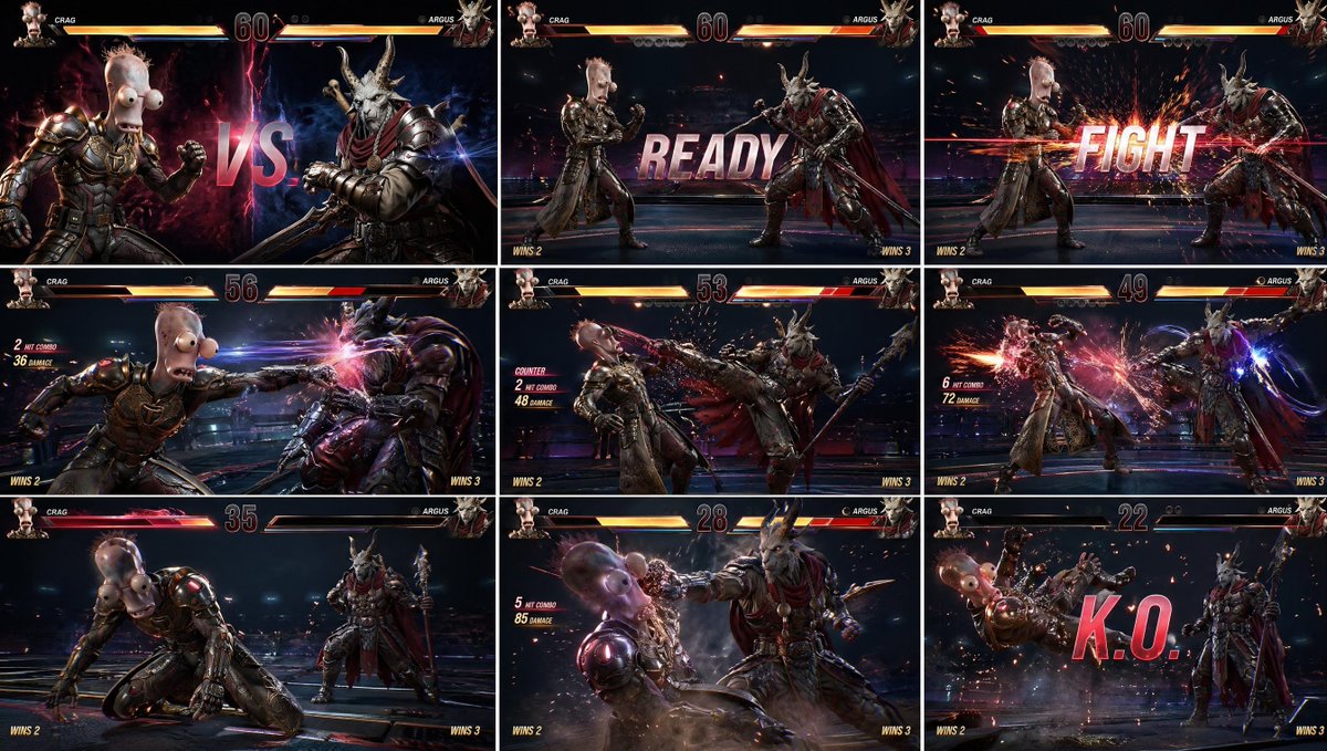 AAA Fighting Game Storyboard Grid AI image template preview