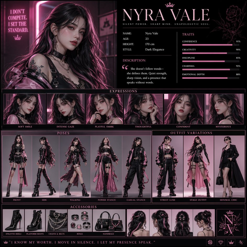 Luxury Fashion Character Concept Poster AI image template preview