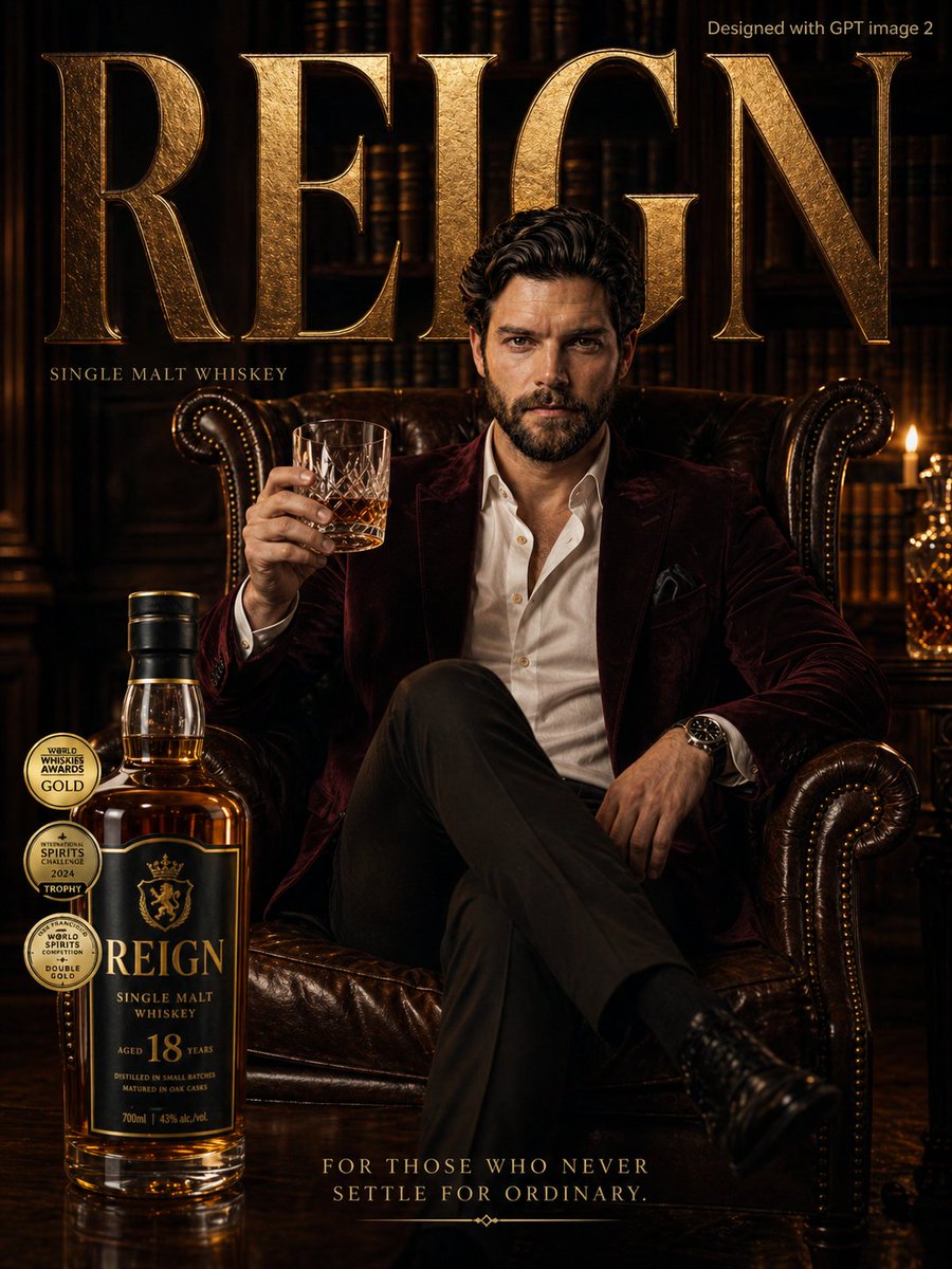 Premium Whiskey Brand Advertisement AI image template preview
