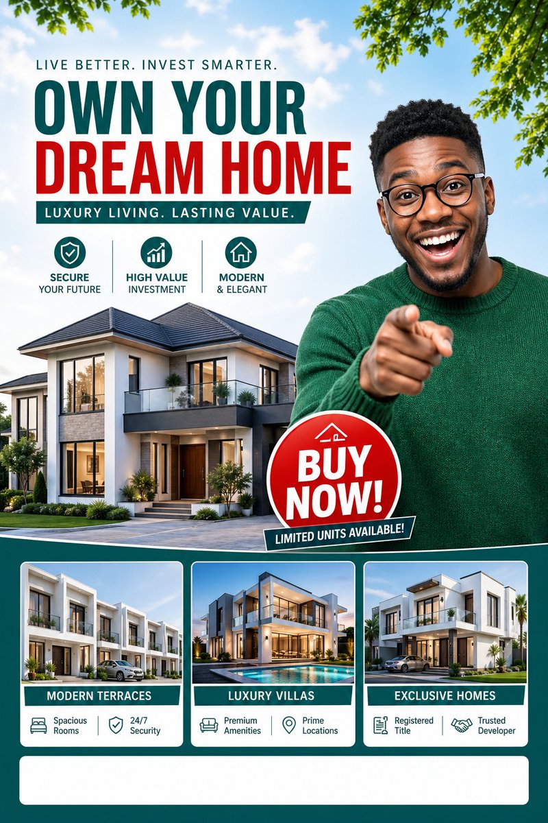 Luxury Dream Home Real Estate Flyer AI image template preview