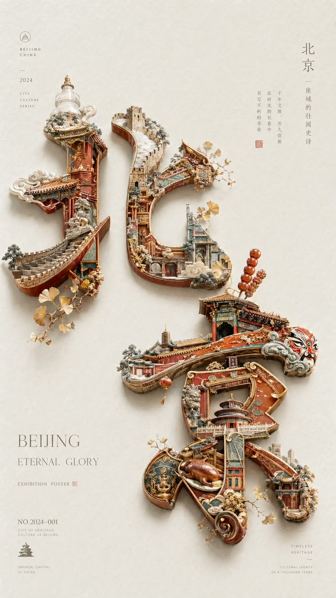 Beijing Cultural Heritage Poster AI image template preview