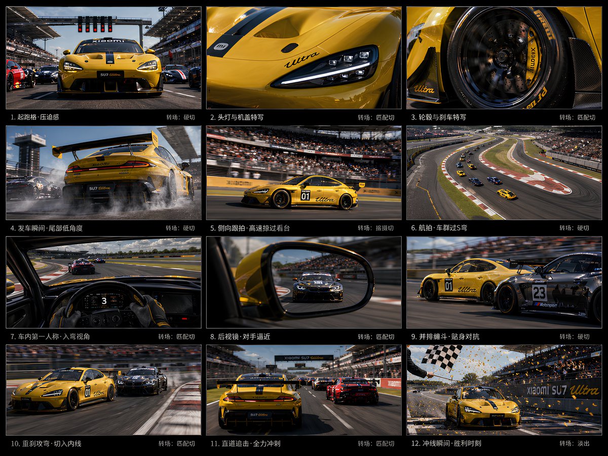 12-Panel Racing Storyboard Sheet AI image template preview
