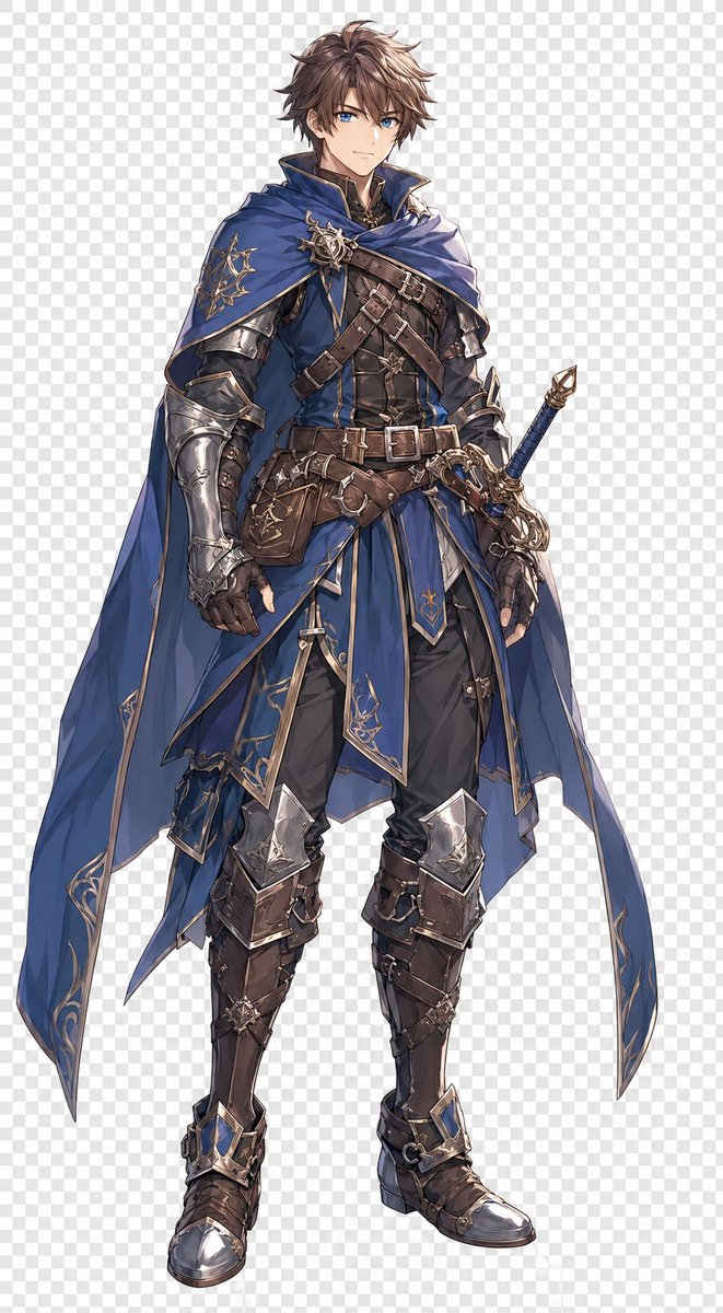 Blue Fantasy Knight Character AI image template preview