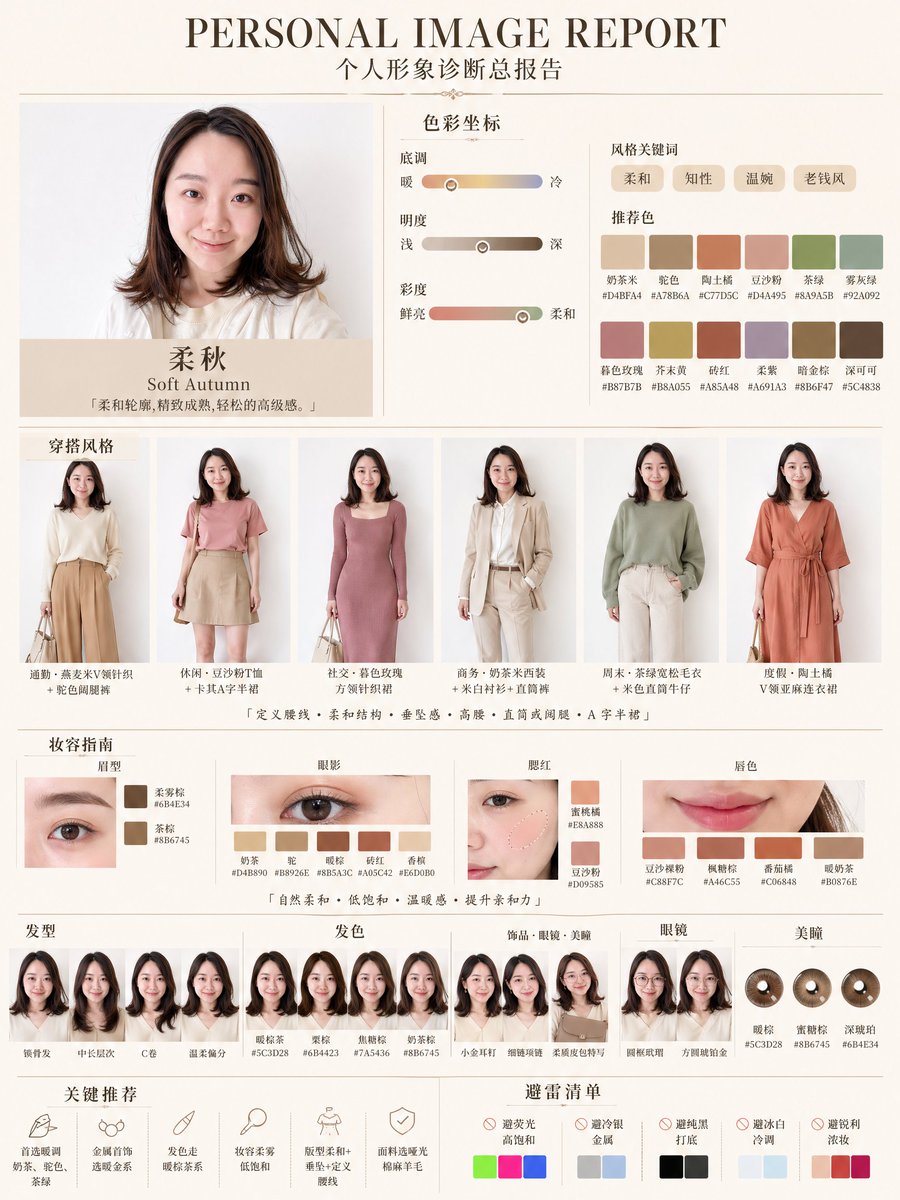 Soft Autumn Personal Image Report AI image template preview