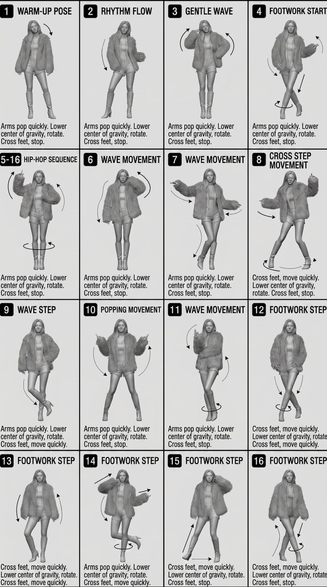 16-Panel Hip-Hop Motion Sheet AI image template preview