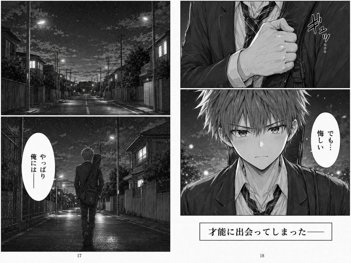 Melancholy Night Street Manga Spread AI image template preview