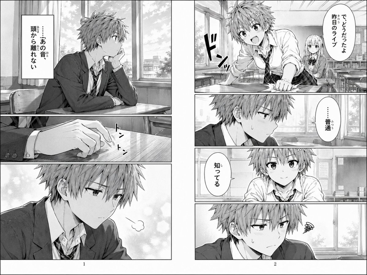Two-Page School Manga Scene AI image template preview