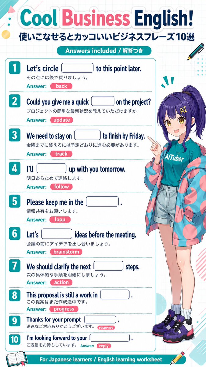 Anime Business English Worksheet example 2