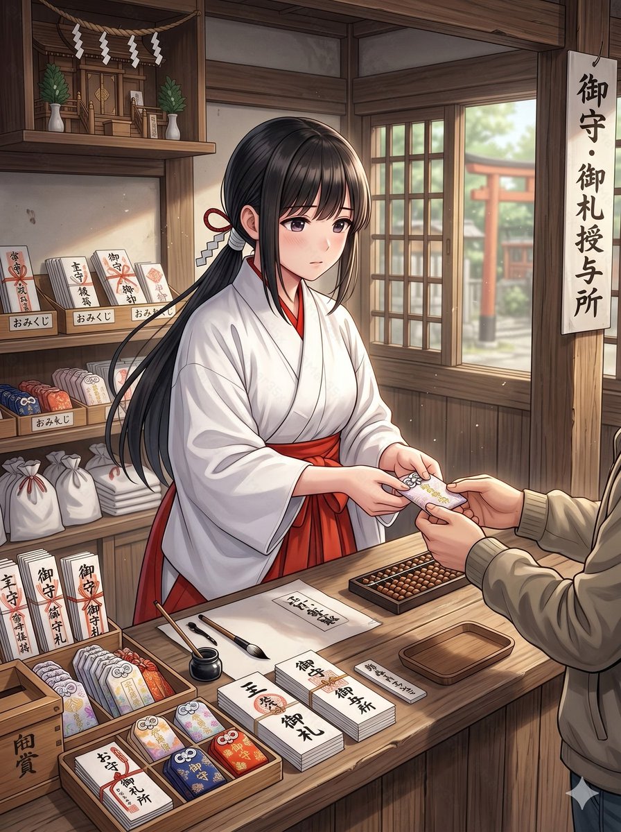Anime Shrine Maiden Omamori Counter AI image template preview
