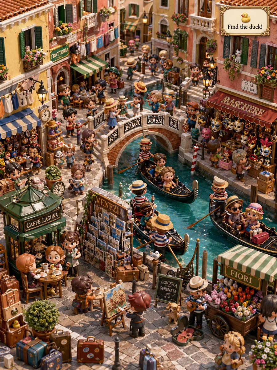 Hidden Duck in Miniature Venice AI image template preview