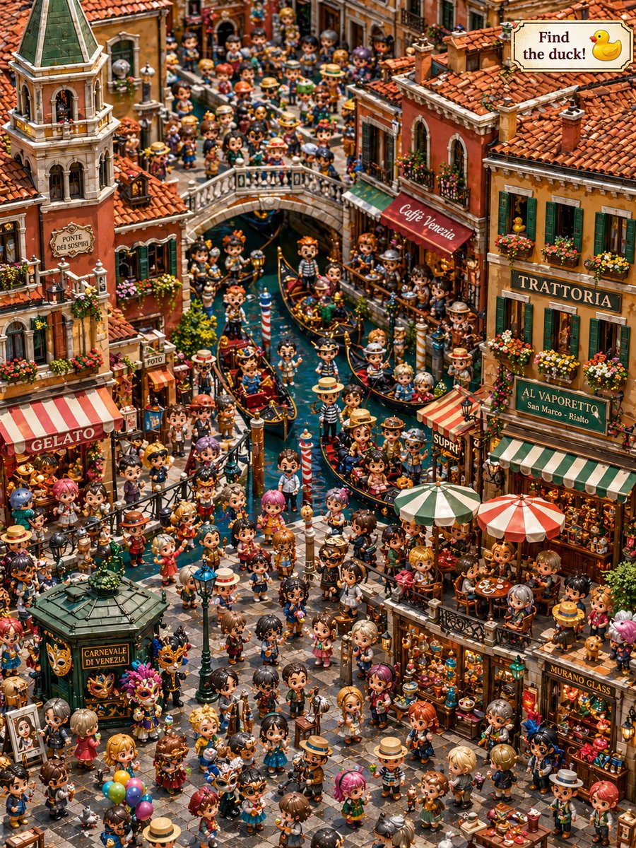 Hidden Duck in Chibi Venice AI image template preview