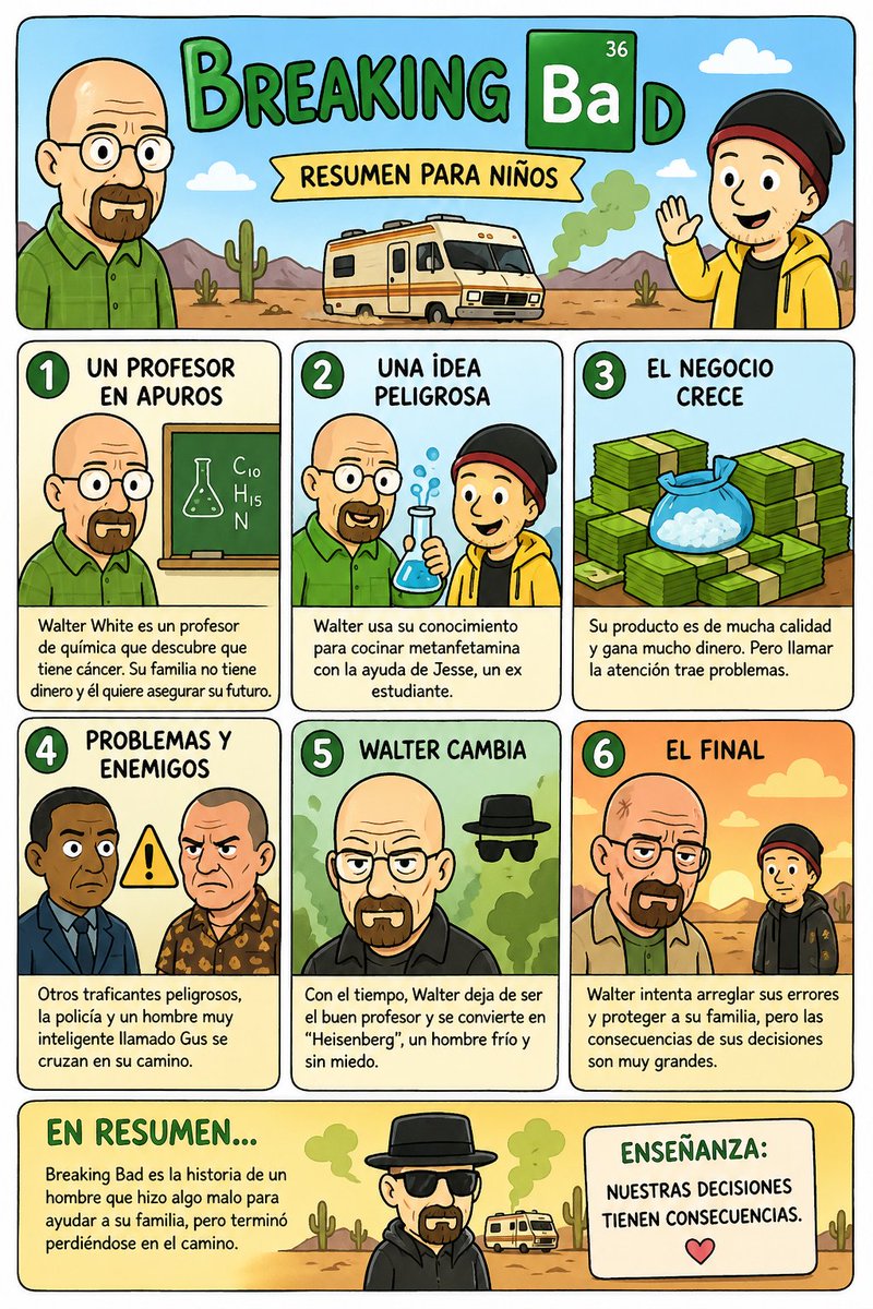 Kids' Breaking Bad Summary Poster AI image template preview