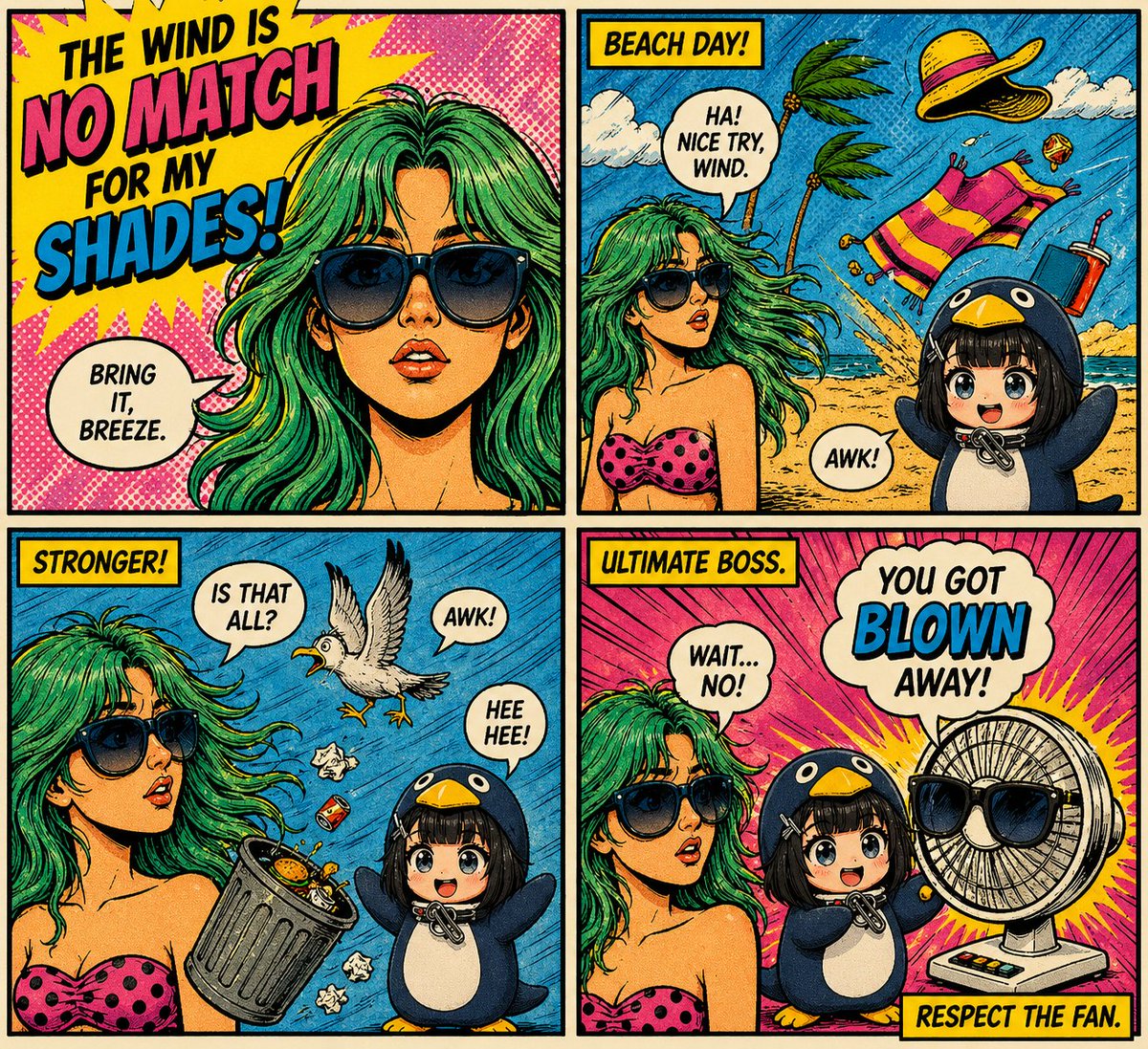 Retro Pop-Art Comic Strip AI image template preview