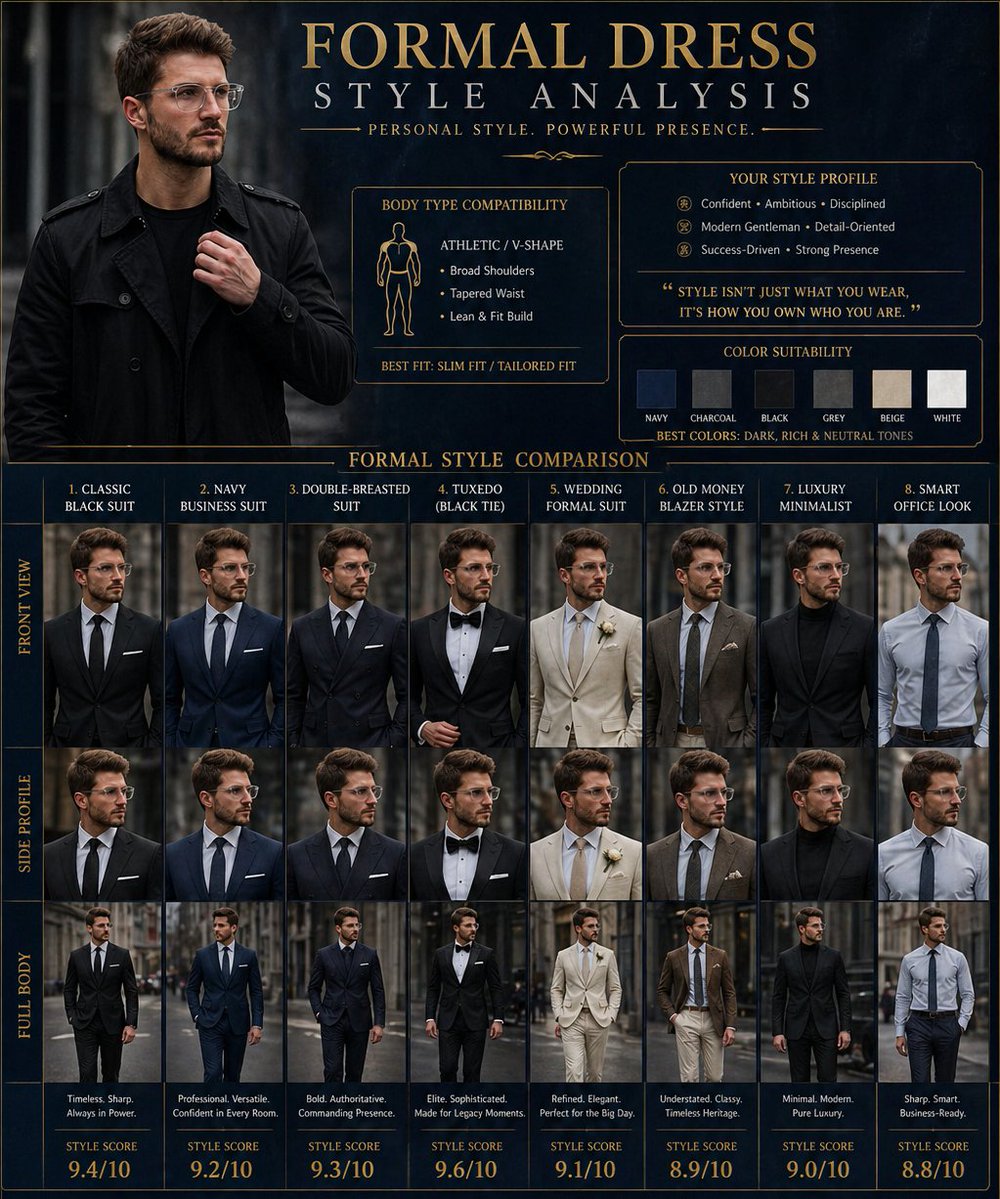 Formal Dress Style Analysis Poster AI image template preview