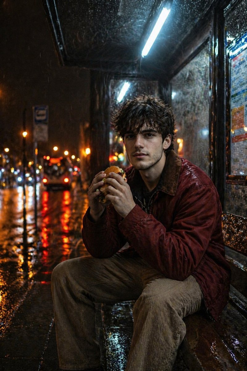 Atmospheric Nighttime Rainy Portrait example 2