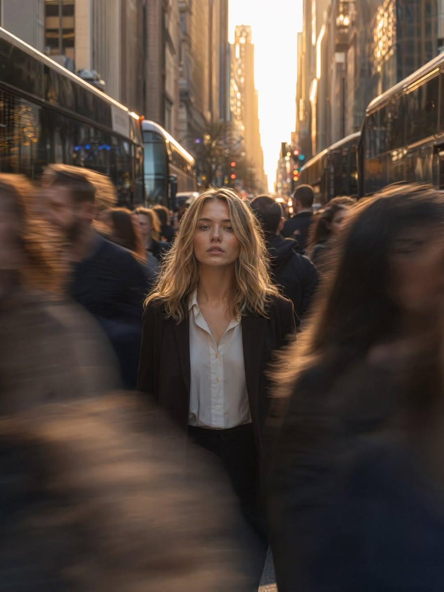 Golden Hour Motion Blur Portrait AI image template preview