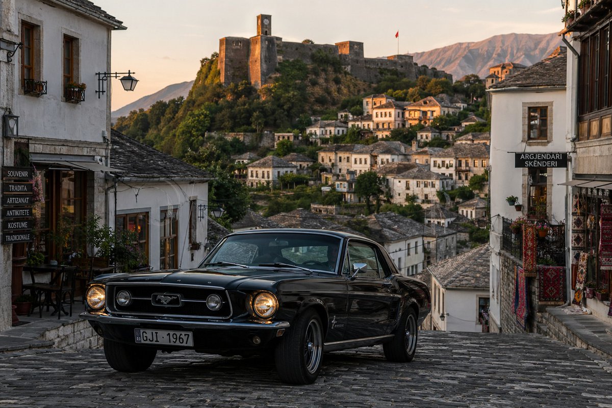 Classic Car in Scenic Location AI image template preview