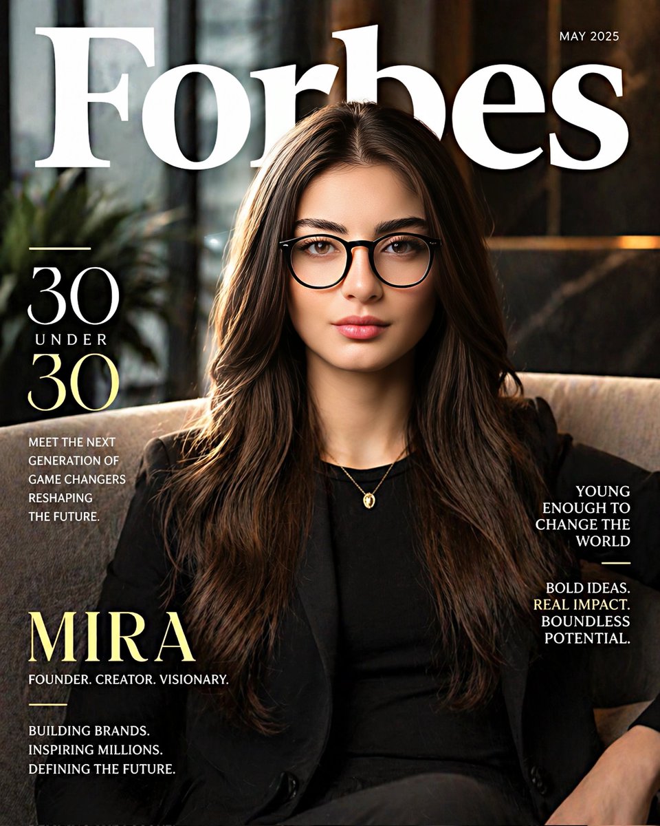 Forbes 30 Under 30 Magazine Style Portrait AI image template preview