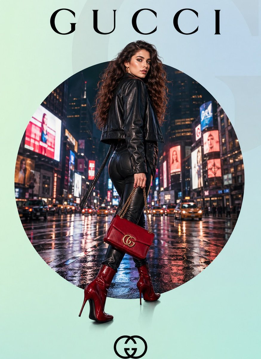 Luxury Gucci-Style Fashion Ad Prompt AI image template preview