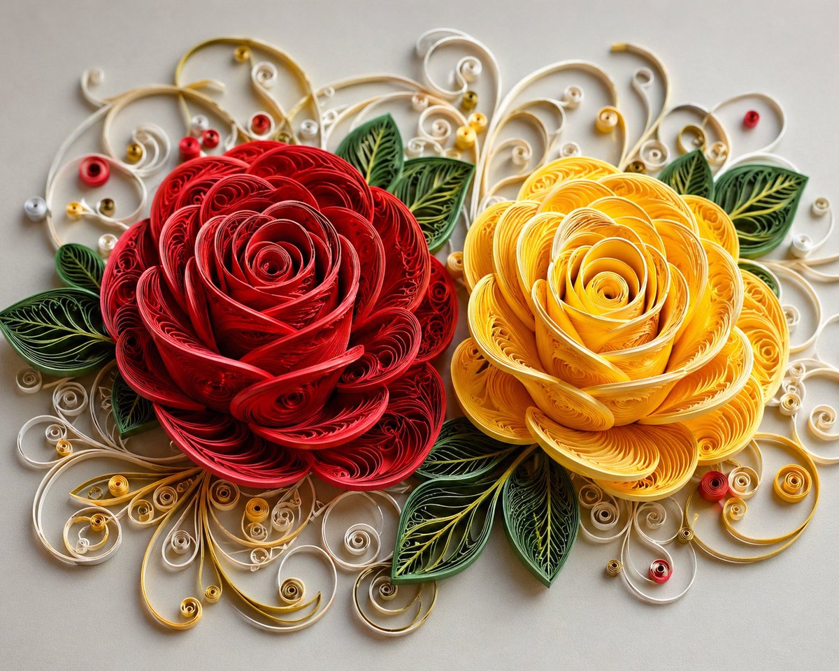 3D Paper Quilling Floral Art AI image template preview