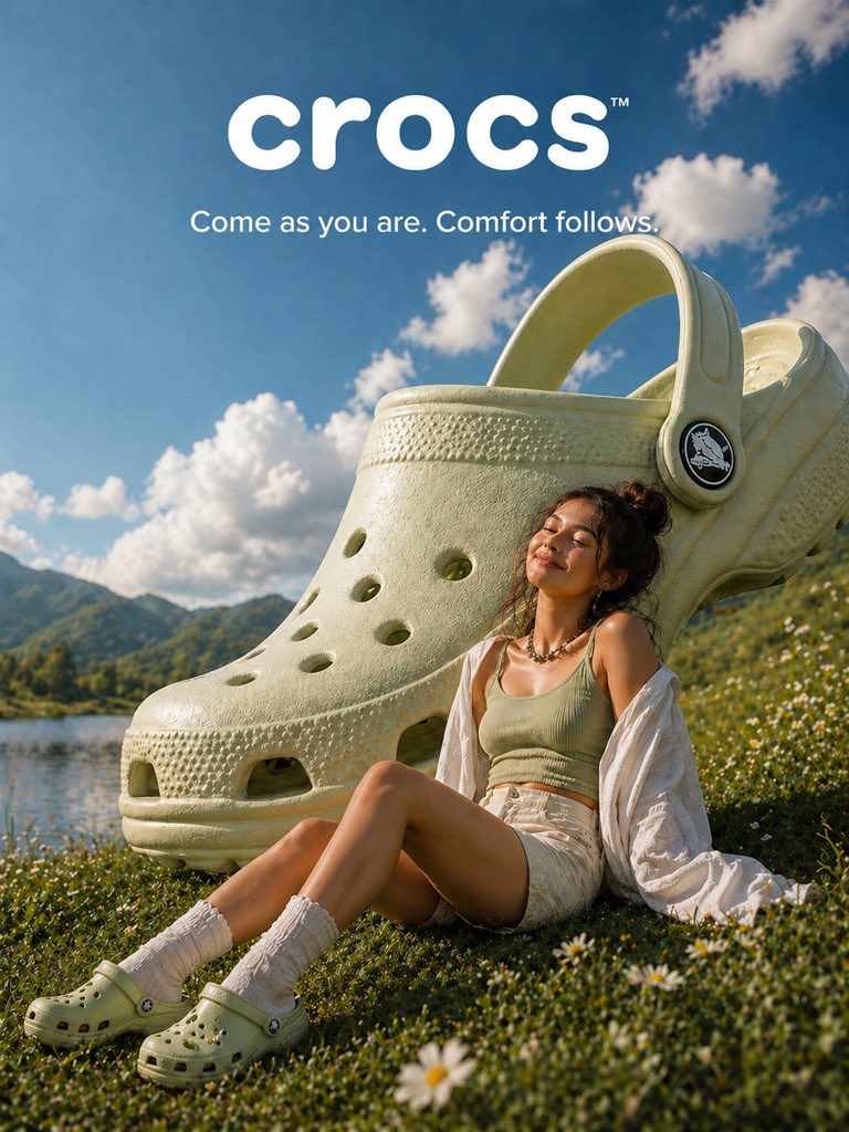 Surreal Crocs Summer Ad Poster AI image template preview