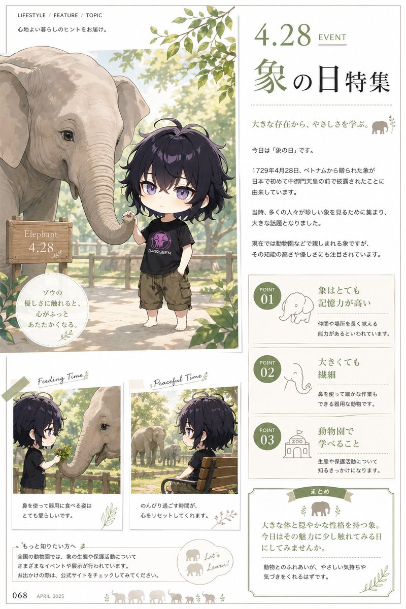 Elephant Day Magazine Feature AI image template preview