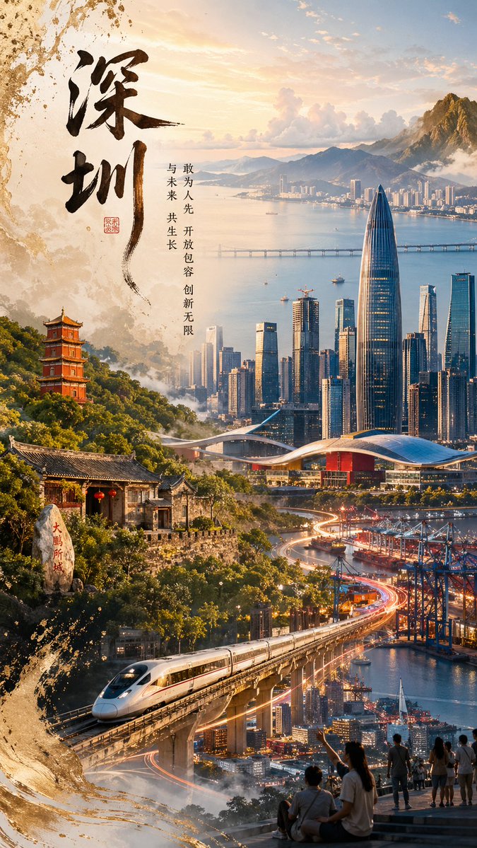 Shenzhen Heritage Futuristic Poster AI image template preview