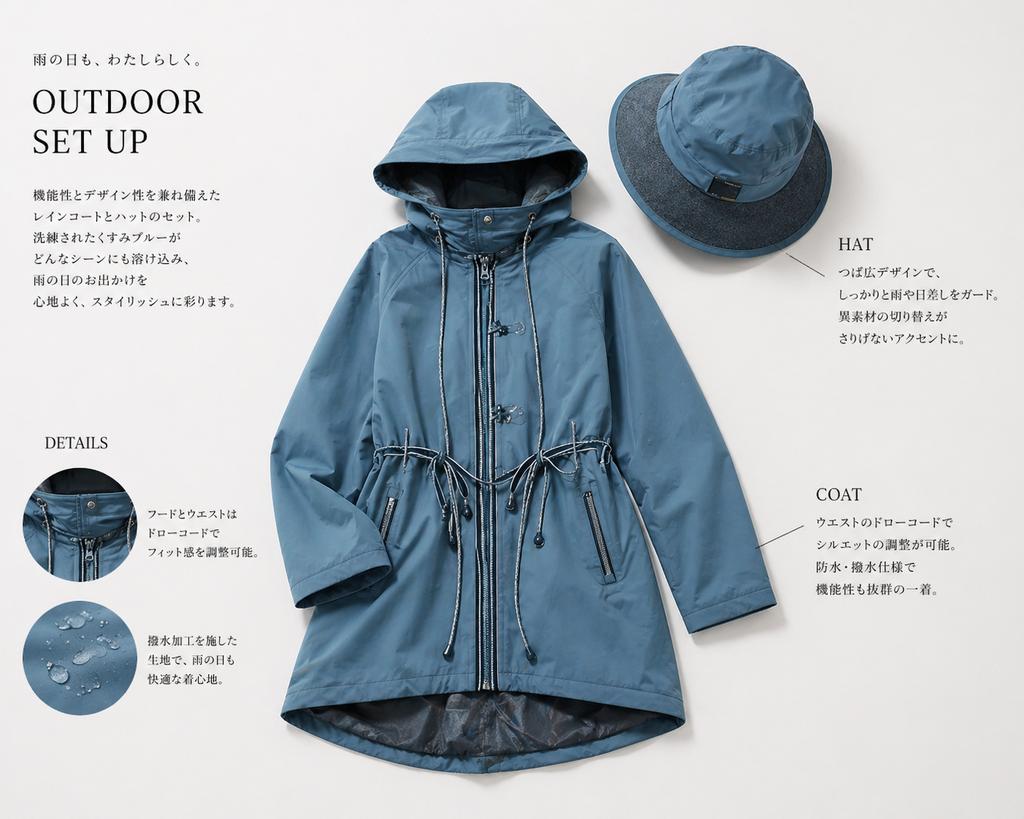 Japanese Rainwear Catalog Layout AI image template preview