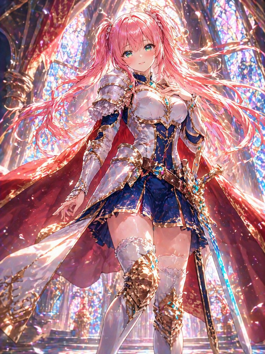 Pink-Haired Cathedral Knight AI image template preview